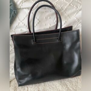 Lodis Black Leather Tote Bag